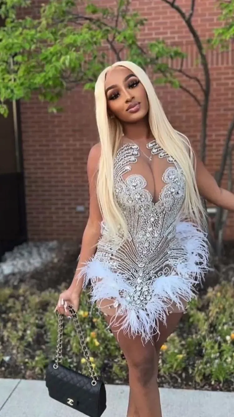 Diynav birthday outfit black girl homecoming dress luxurious beaded party dress HZ1017