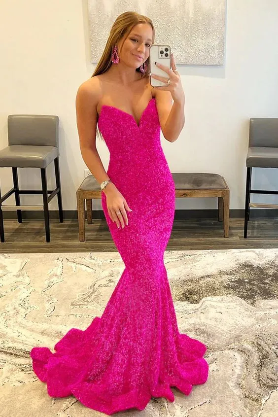 Diynav Long Sequins Prom Dresses Formal Evening Gowns HZ1017
