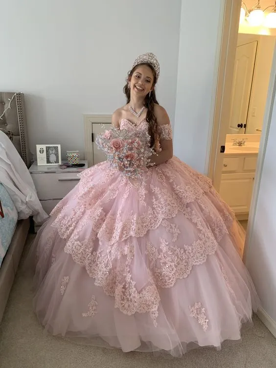 Diynav Tulle Lace Ball Gown Sweet 16 Dress HZ1017