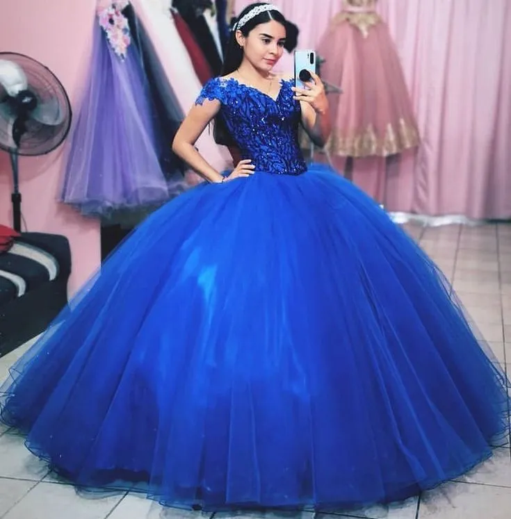 Diynav the Shoulder Royal Blue Ball Gown Princess Dress HZ1017