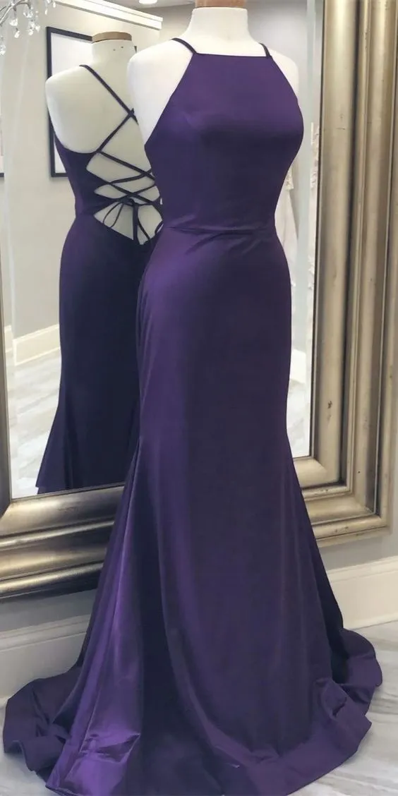 Diynav Purple Evening Dress, With Lace Up Back Prom Dress HZ1017