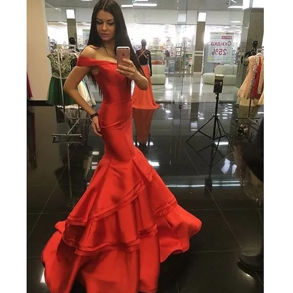 Diynav Red Mermaid Backless Prom Dress Formal Dress Evening Dress Party Prom Gowns HZ1017