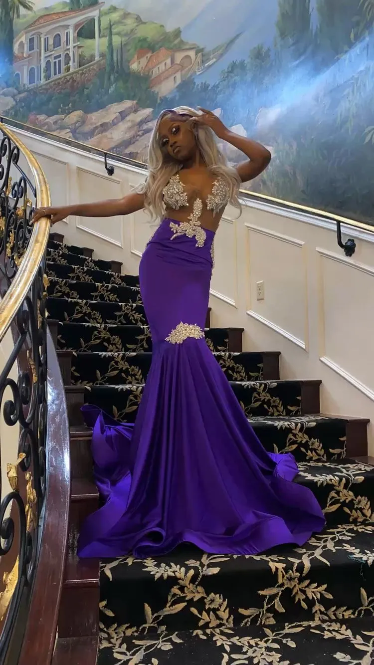 Diynav Purple Mermaid Prom Dress,Charming Evening Dress HZ1017