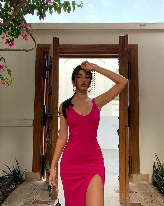 Diynav Straps Floor Length Prom Dress,Sexy Evening Dress with Split HZ1017 - Image 2