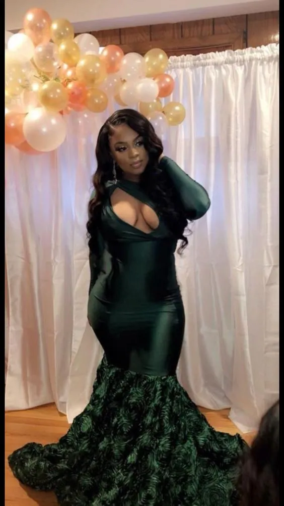 Diynav Mermaid Evening Dress With 3D Flowers Charming Prom Dress HZ1017