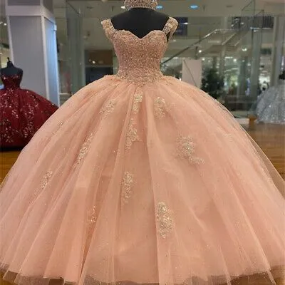 Diynav Quinceanera Dress Blush Pink Beaded Sweet 16 Dress Ball Gown HZ1017