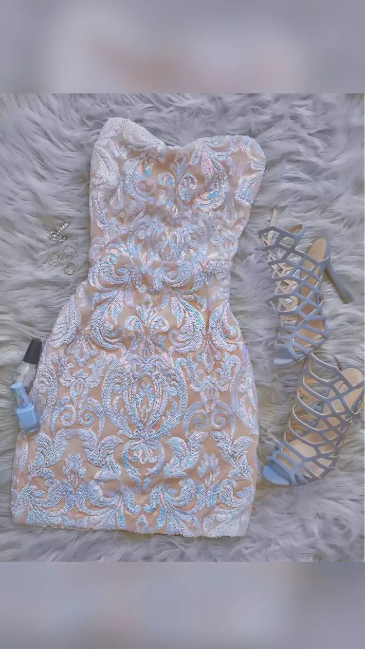 Diynav Iridescent Tight Dress Short Homecoming Dress HZ1017