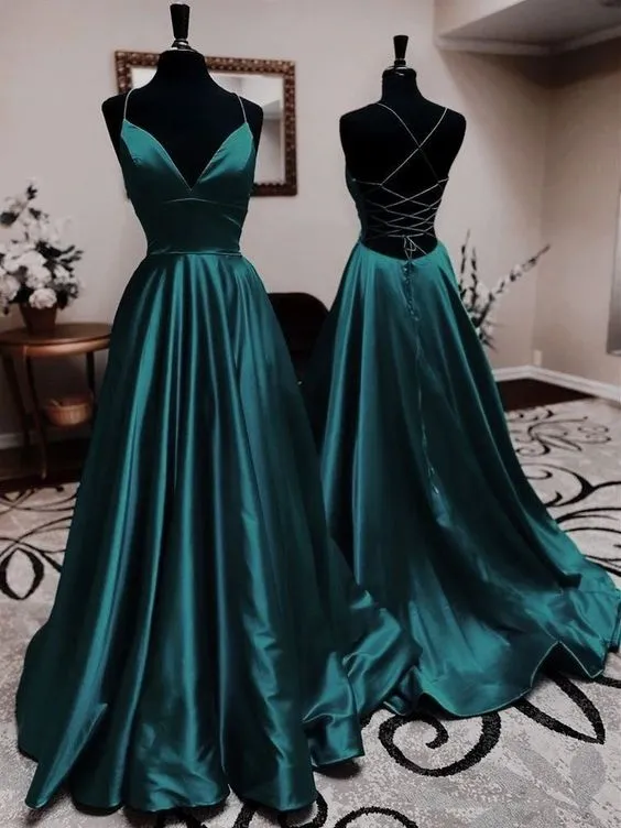Diynav Straps Satin Long Party Dresses, Women's Evening Dress, Elegant Dresses For Women HZ1017