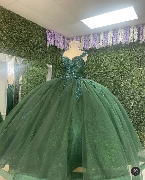 Diynav Shoulder Green Quinceanera Dress Green Ball Gown HZ1017