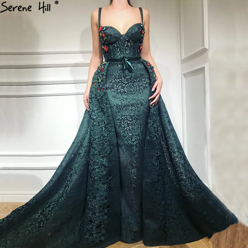Diynav Sale no return no refundSale With Cap Evening Dresses Sleeveless Flowers Pearls Mermaid Evening Gowns HZ1017