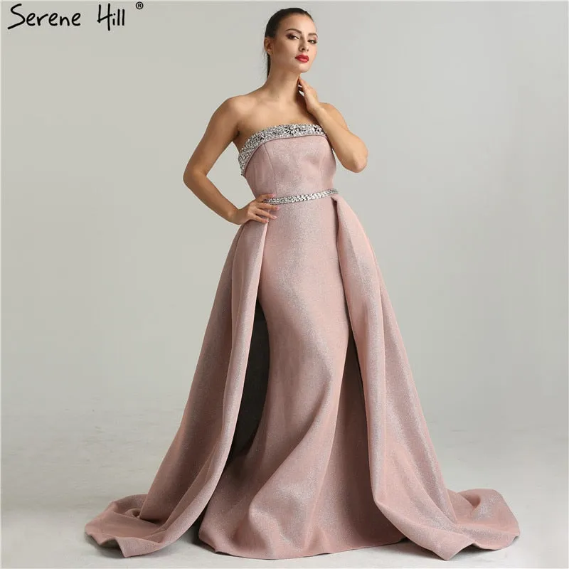 Diynav Sale No Return No Refund Sale DuBai Designer Pink Beading Luxury Slim Sexy Mermaid Evening Dresses Vintage High-end Evening Gowns Real Photo LA6339 HZ1017