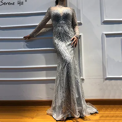 Diynav Formal Evening Dresses Long Sleeves Beading Evening Gowns HZ1017