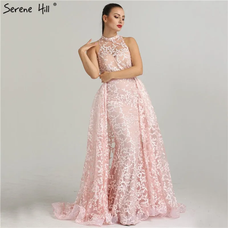 Diynav Sale no return no refundSale Pink Lace Dubai Designer Sexy Evening Dresses Mermaid Evening Gown HZ1017