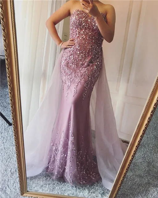 Diynav Mermaid Elegant Fashion Evening Dress Beading Sequined Sleeveless HZ1017 - Image 2