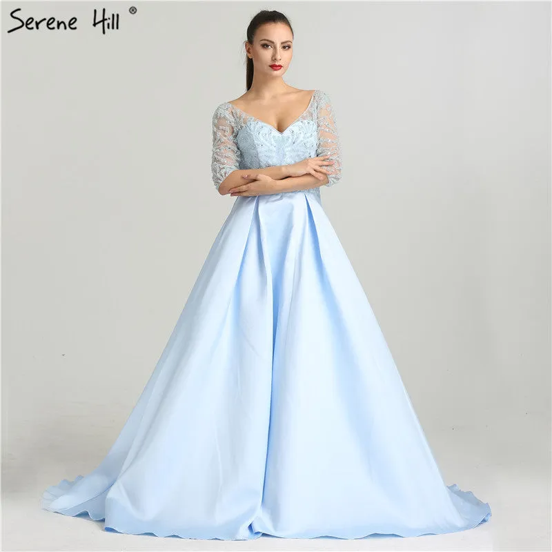 Diynav Sale no return no refundSale V-Neck Sexy Evening Dresses Long Half Sleeves Crystal Beading HZ1017