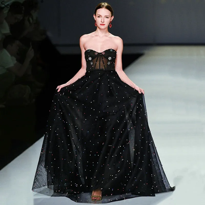 Diynav Pearls Off Shoulder Fashion Evening Gowns HZ1017