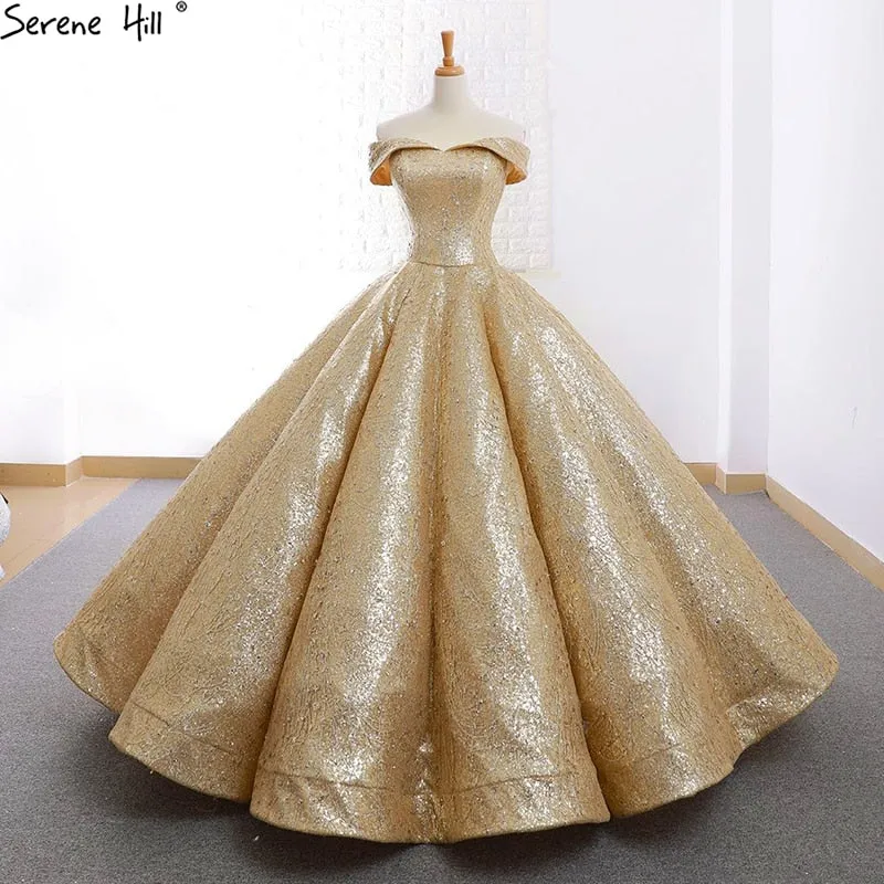Diynav Champagne Gold Princess Wedding Dress High-end Bridal Gown Real HZ1017