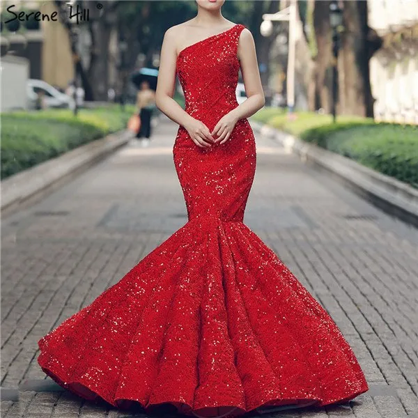 Diynav One Shoulder Wedding Dresses Sequined Fashion Lace Mermaid Bridal Wedding HZ1017 - Image 2