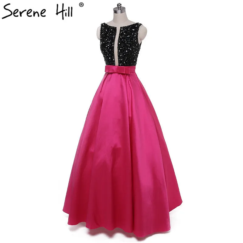 Diynav Sale no return no refundSale Rose Red Sleeveless Satin Prom Dress Long Beading Backless Evening Party Dress HZ1017