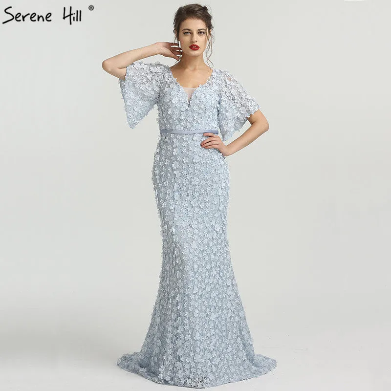 Diynav Sale No Return No Refund Sale Sexy Mermaid Short Sleeves Luxury Evening Dresses Flowers Lace Pearls Fashion Elegant Evening Gowns 2025 HZ1017