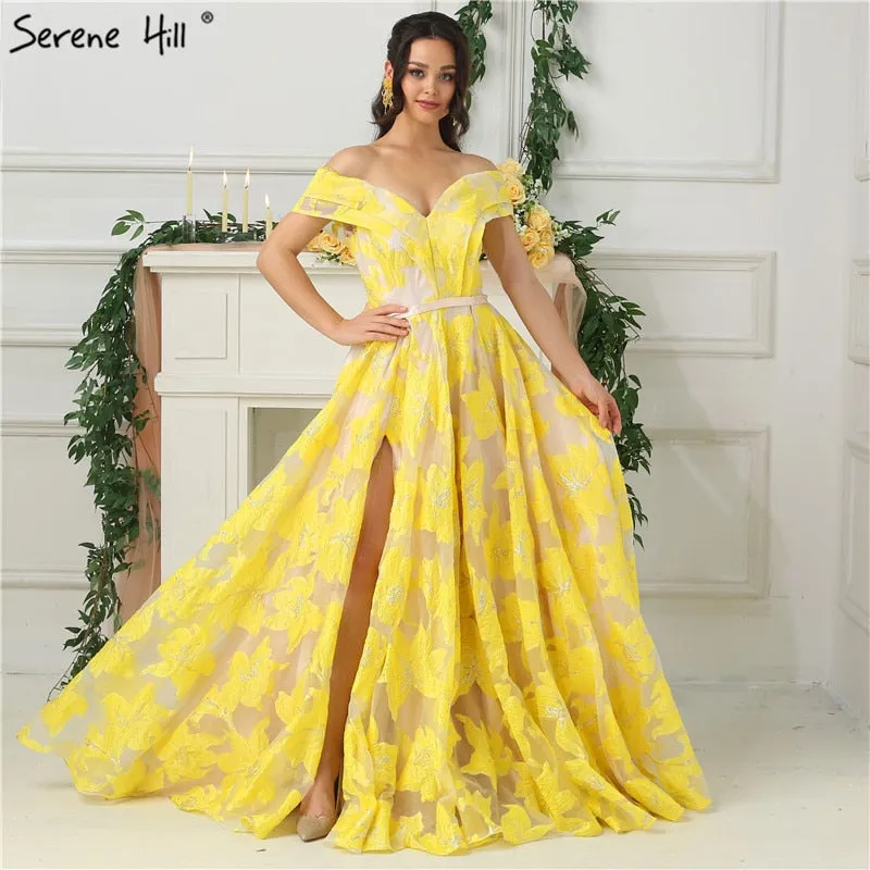 Diynav Sale No Return No Refund Sale Off Shoulder Evening Dresses Sleeveless Flowers Sexy Evening Gowns HZ1017