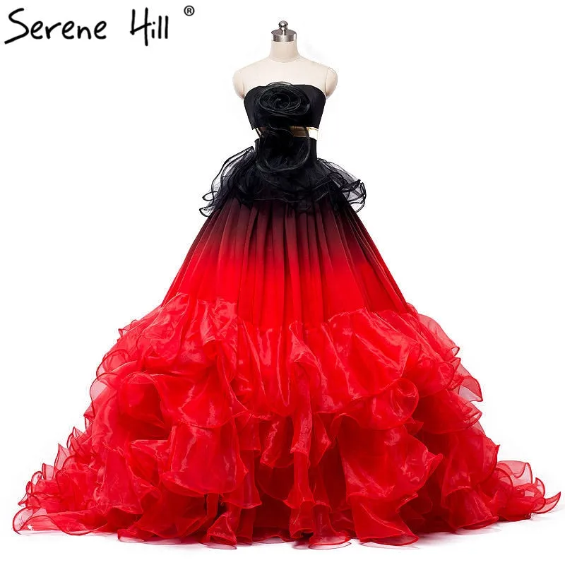 Diynav Gradient Color Ruffles Evening Dress Bridal Evening Dress HZ1017