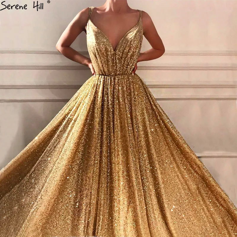 Diynav Sale no return no refundSale Dubai Deep-V Sleeveless Glitter Evening Dresses HZ1017