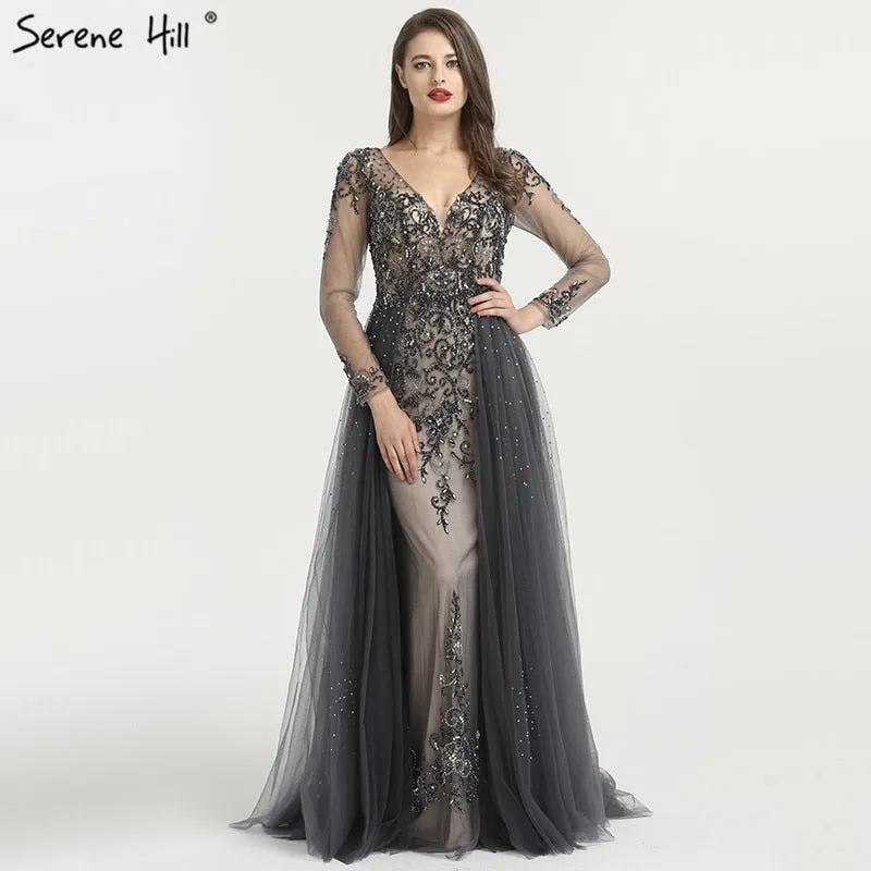 Diynav V-Neck Evening Dresses Diamond Beading Evening Dress HZ1017