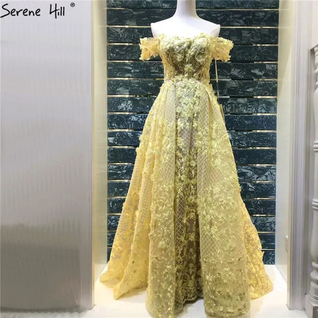 Diynav Sale no return no refundSale Handmade Flowers Pearls Evening Dresses A-Line Off Shoulder HZ1017 - Image 3